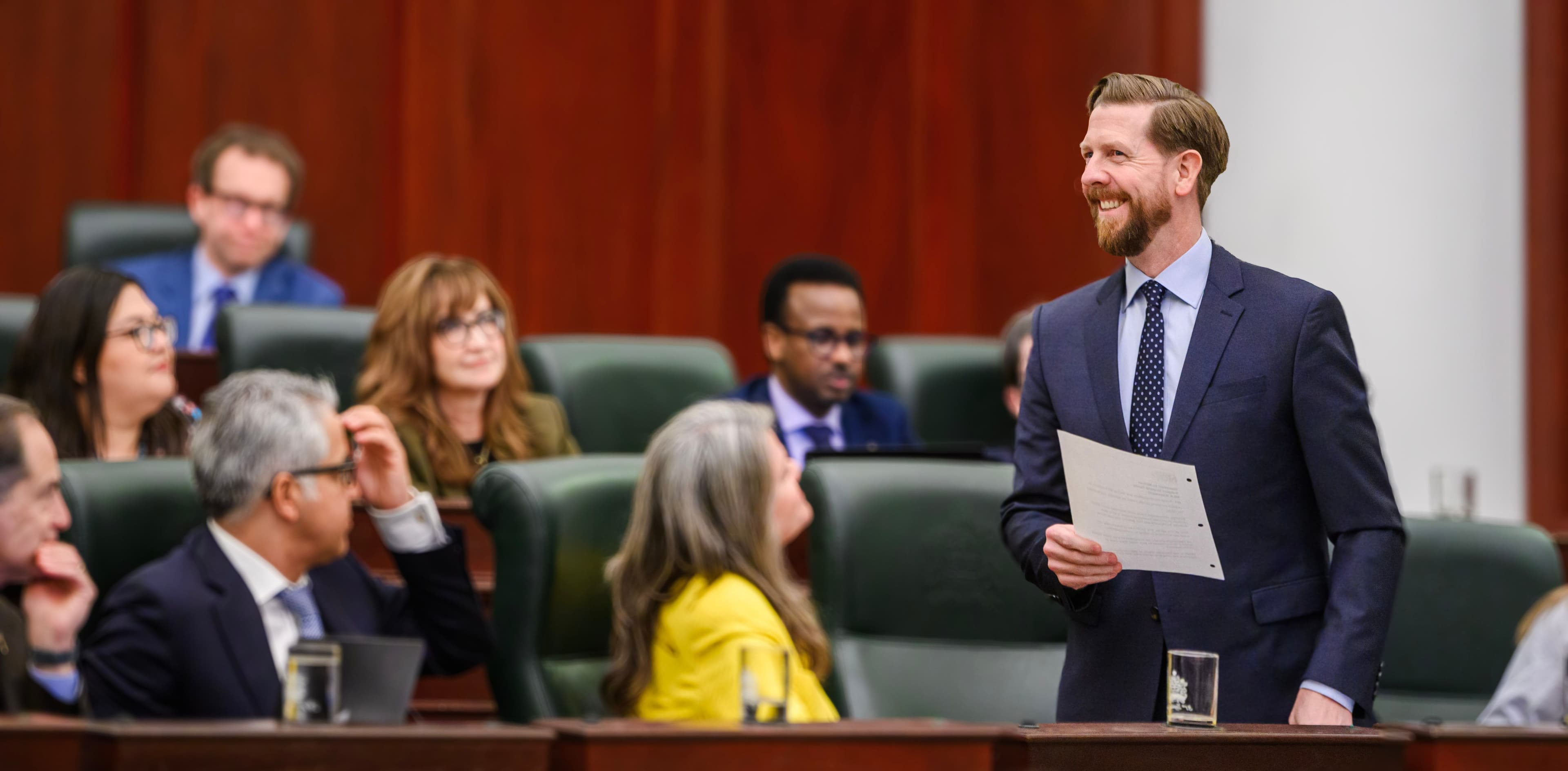Kyle speaking with constituents in winter